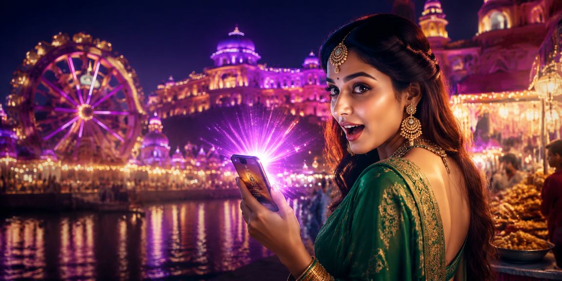 Indian woman using mobile device for secure online betting